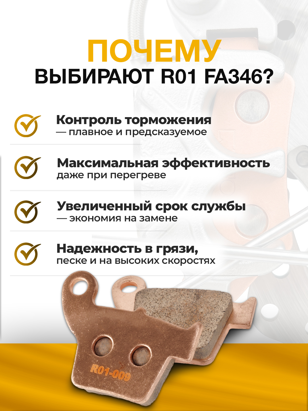 Колодки тормозные задние R01 FA346 для эндуро