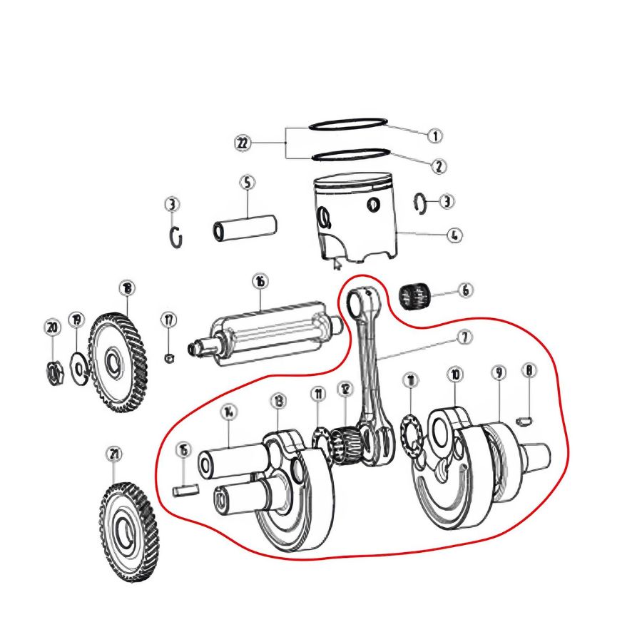 Коленвал для двигателя MT250/DT230/MT230/DT250