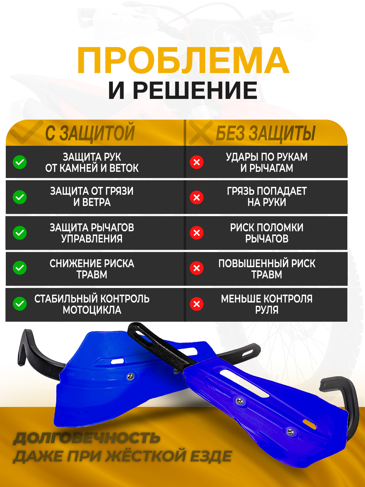 Защита рук синяя для кроссовых и эндуро мотоциклов