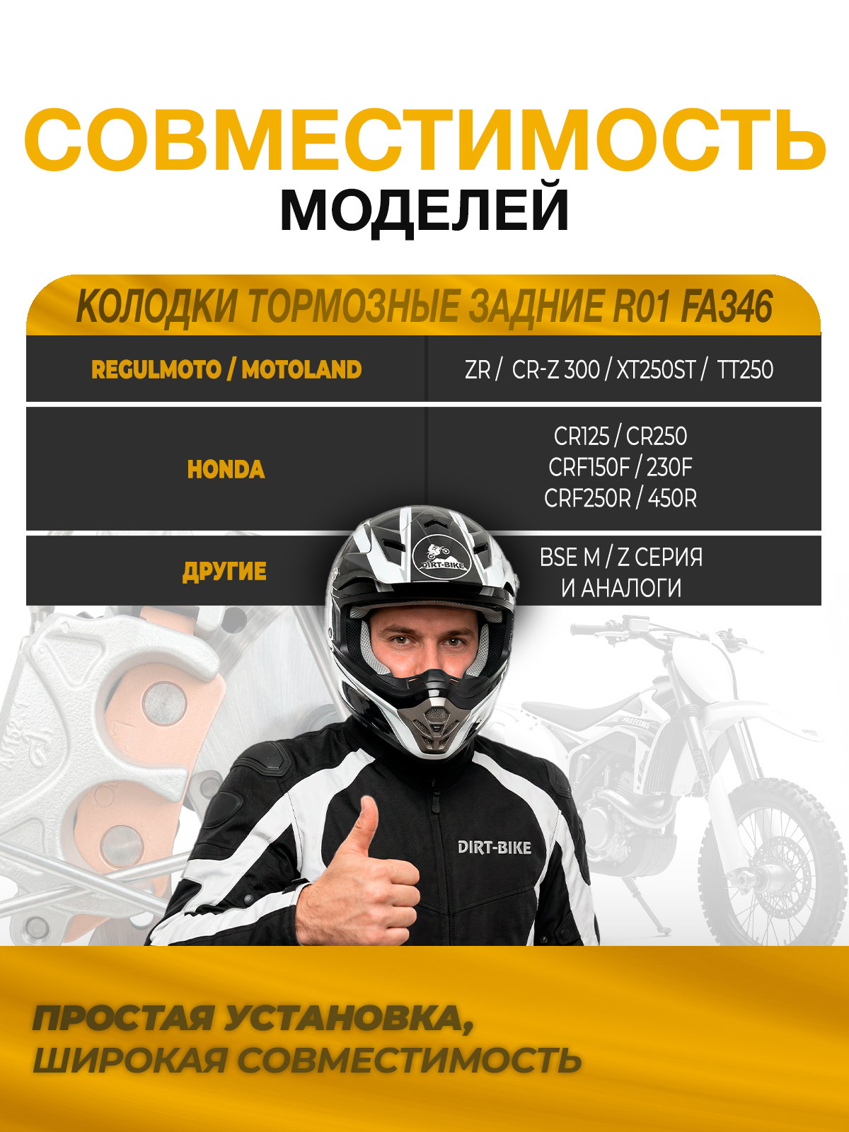 Колодки тормозные задние R01 FA346 для мотоциклов