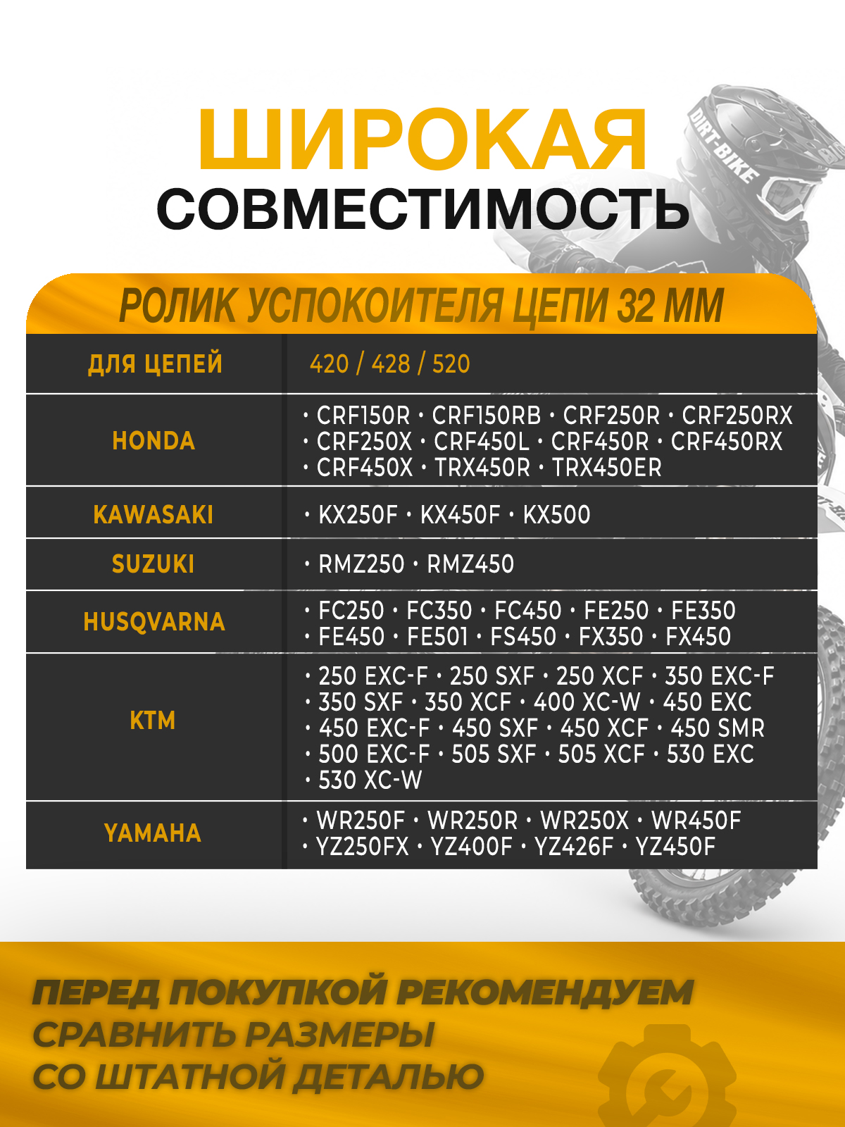 Ролик успокоителя приводной цепи 420/428/520 черный