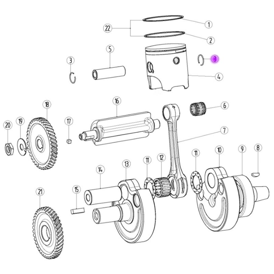 Стопорное кольцо поршневого пальца для MT250, DT230