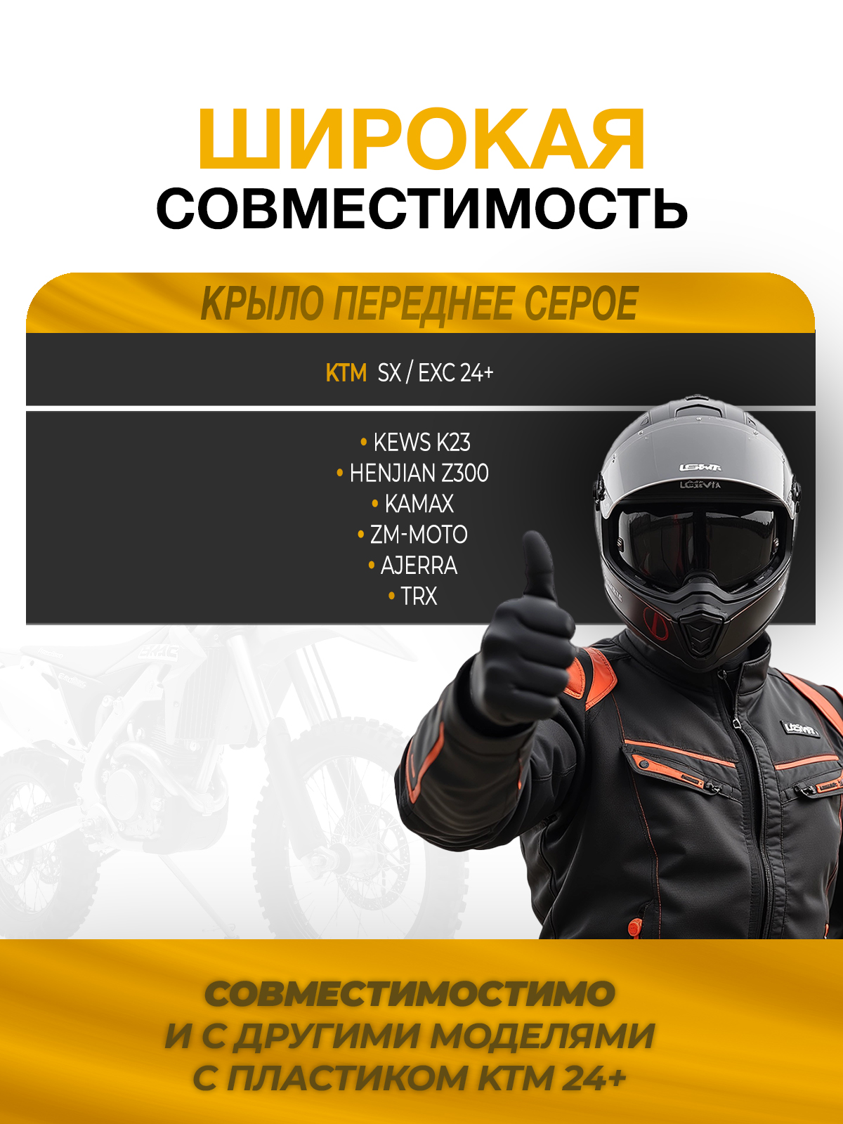 Крыло переднее KTM 2024 для эндуро мотоциклов серое