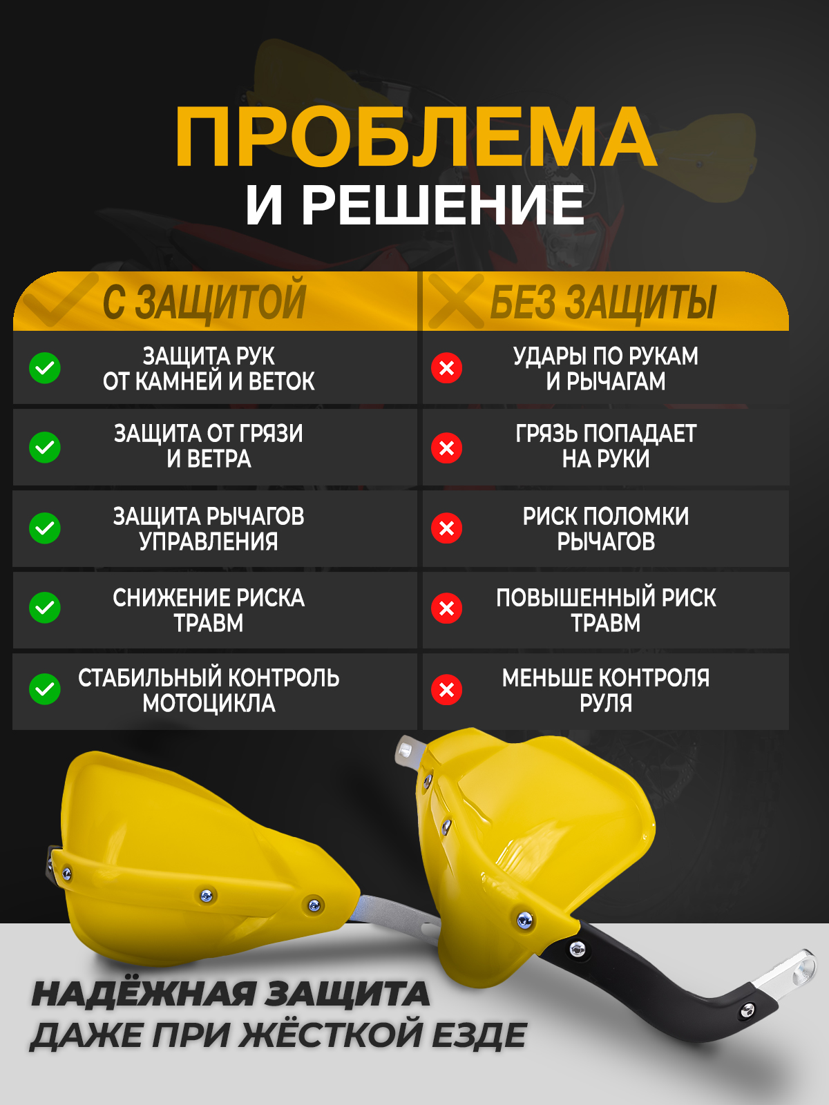 Защита рук тип Cycra желтая