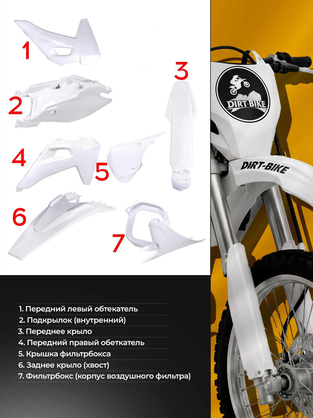 Комплект пластика motoland XT250HS белый