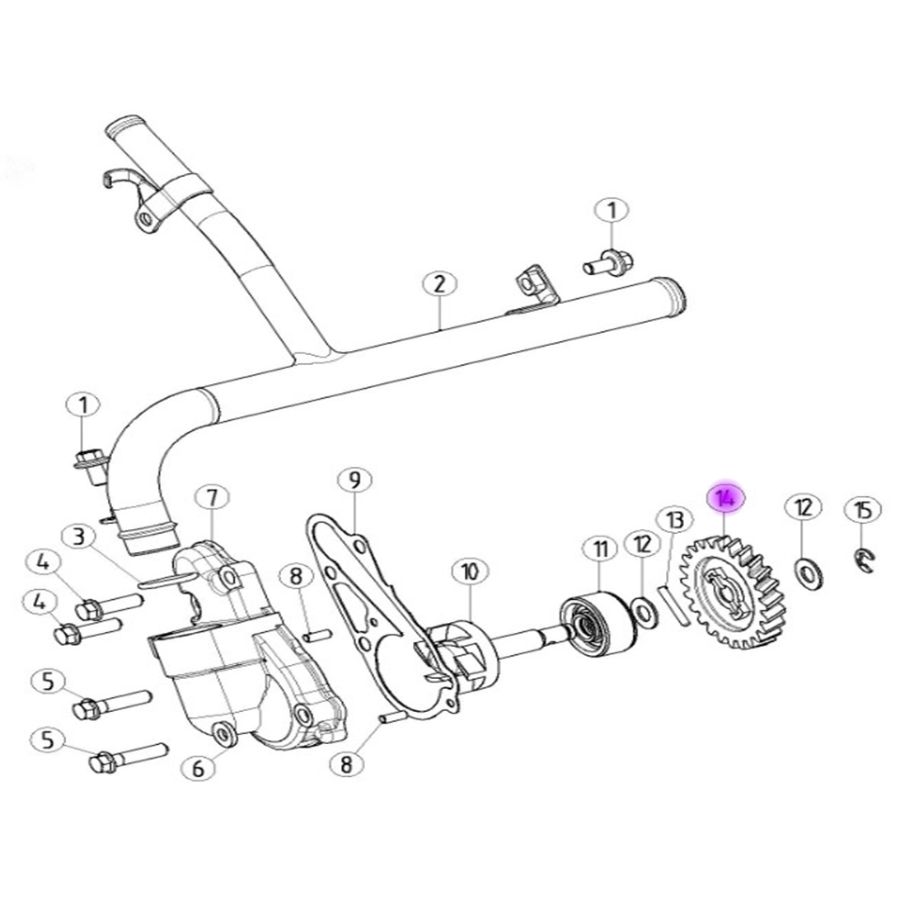 Шестерня привода помпы для двигателей MT250/MT230/DT230