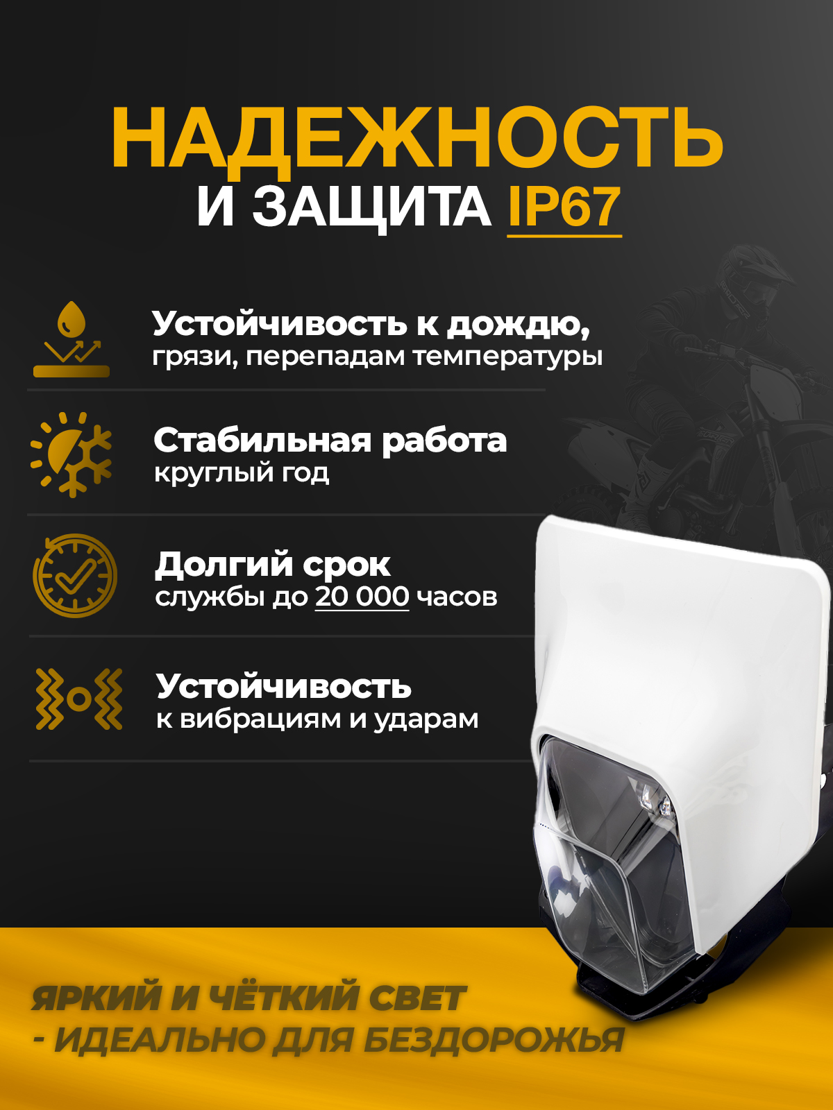Фара белая светодиодная для мотоциклов Husqvarna