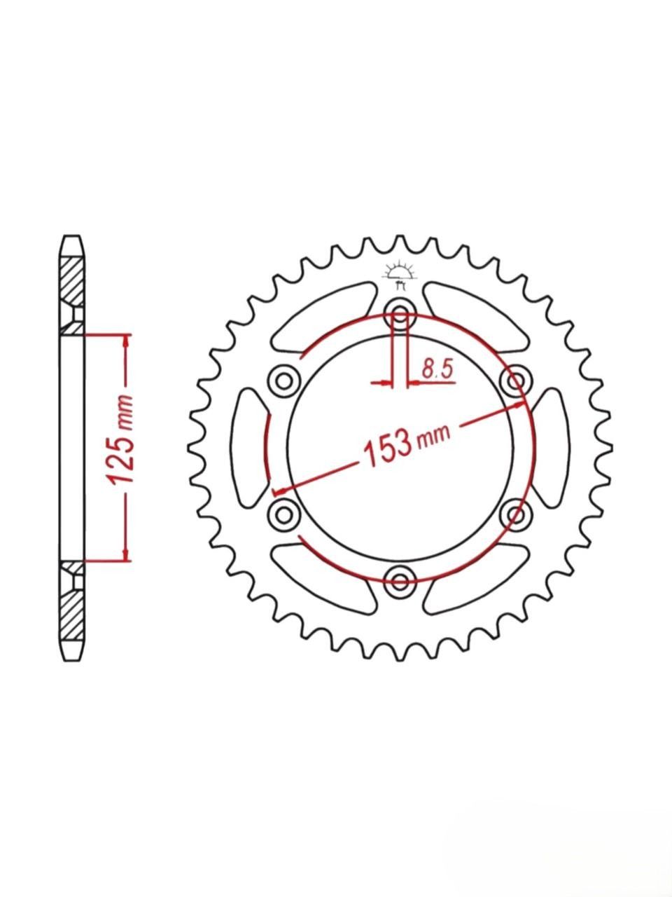 Звезда ведомая тип JTR210 Honda CRF сталь 51 зуб, ЦО 125
