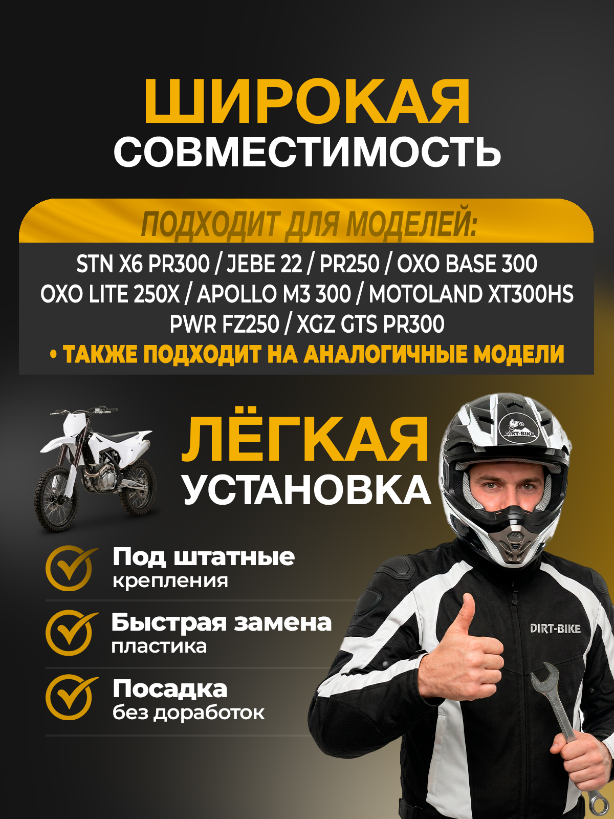 Комплект пластика motoland XT250HS белый