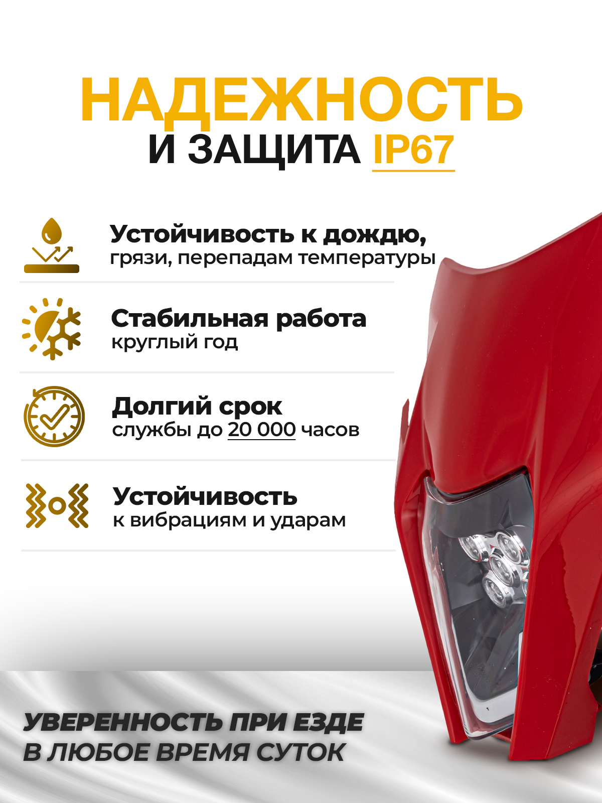 Фара светодиодная с ресничкой KTM 17-22 плоские диоды
